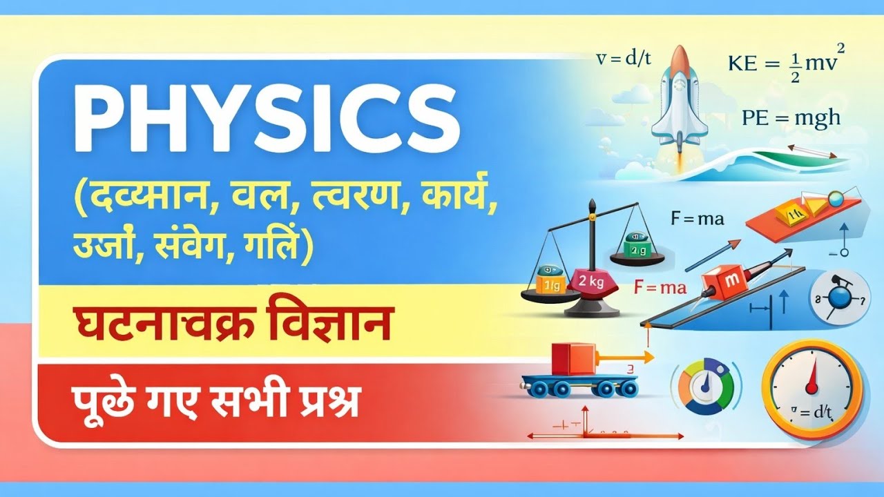 PHYSICS (द्रव्यमान, बल, त्वरण, कार्य, उर्जा, संवेग, गति) घटनाचक्र विज्ञान  aedo tre bpsc uppcs jpsc 