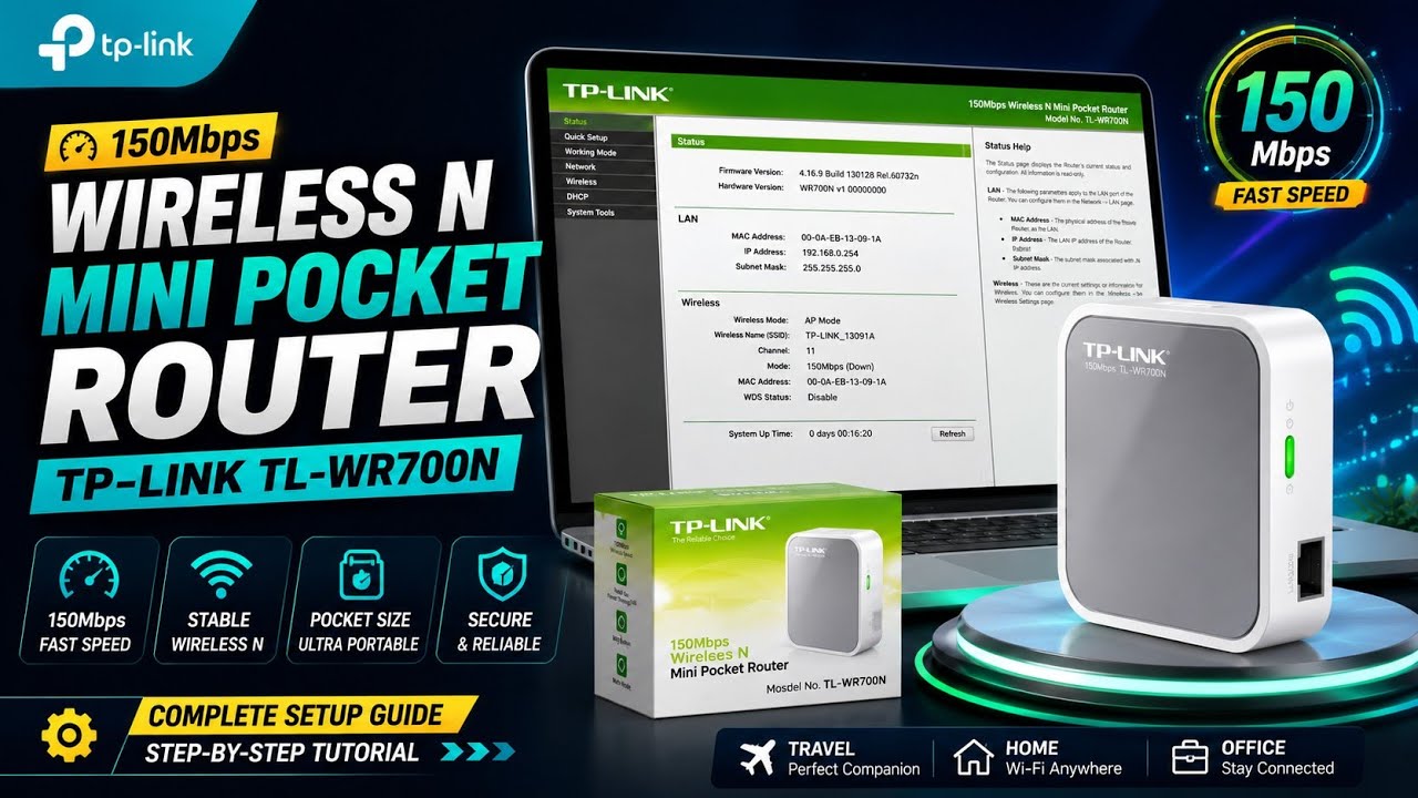 TP-Link TL-WR700N 150Mbps Wireless N Mini Pocket Router | TP-Link TL-WR700N Router Setup