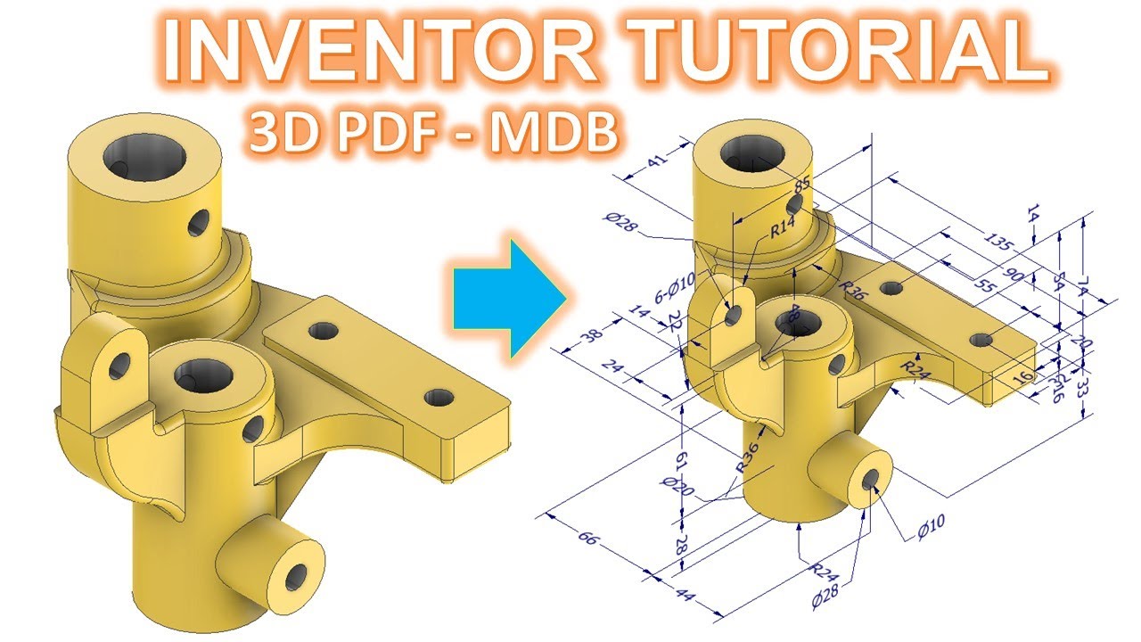 Inventor 2022 Tutorial #240 | 3D Annotate Dimension 3D PDF (MDB)