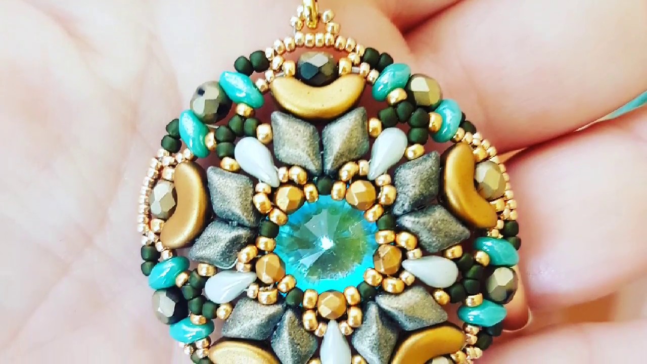 Tutorial ciondolo orecchini evergreen rivolo da 14 mm - #beadwork #seedbeads