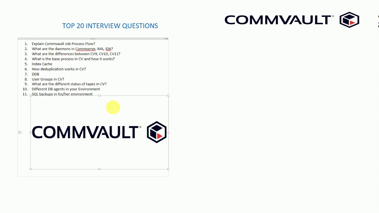 Commvault v10, v11 - Top 20  Interview Questions - Crack the Interview