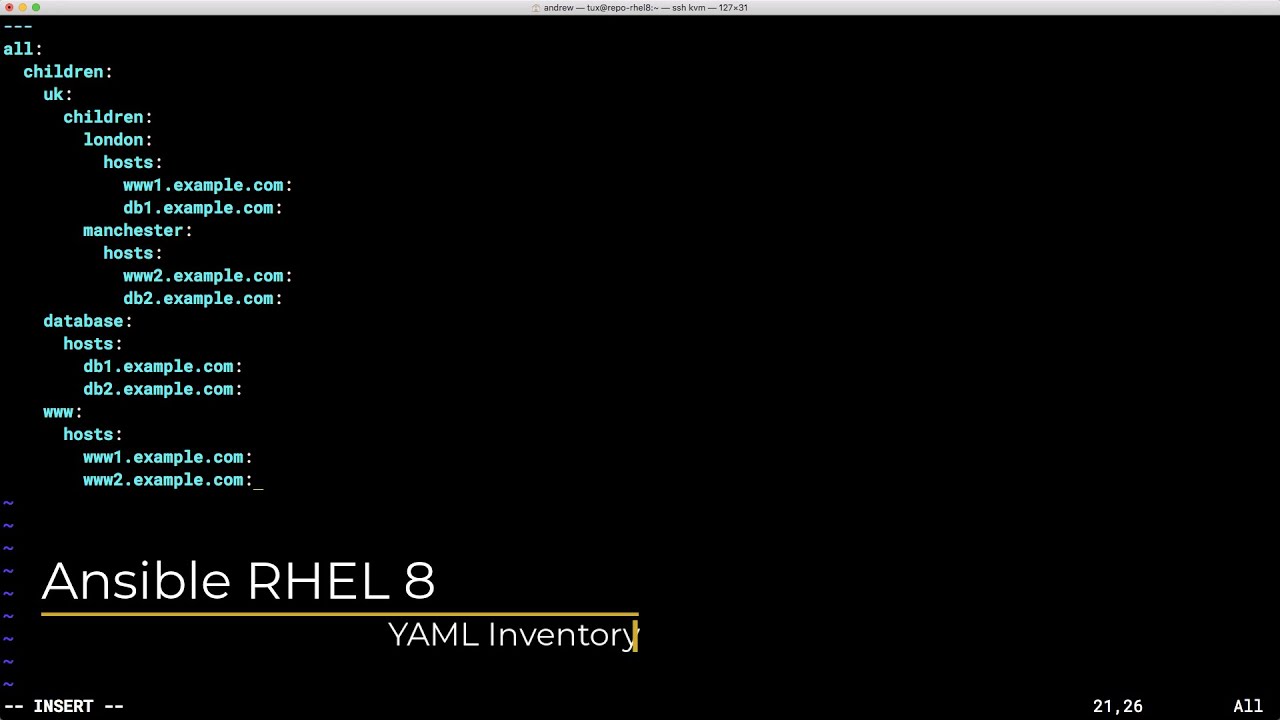 RHCE 8 - Building Ansible YAML Inventory Files on RHEL 8