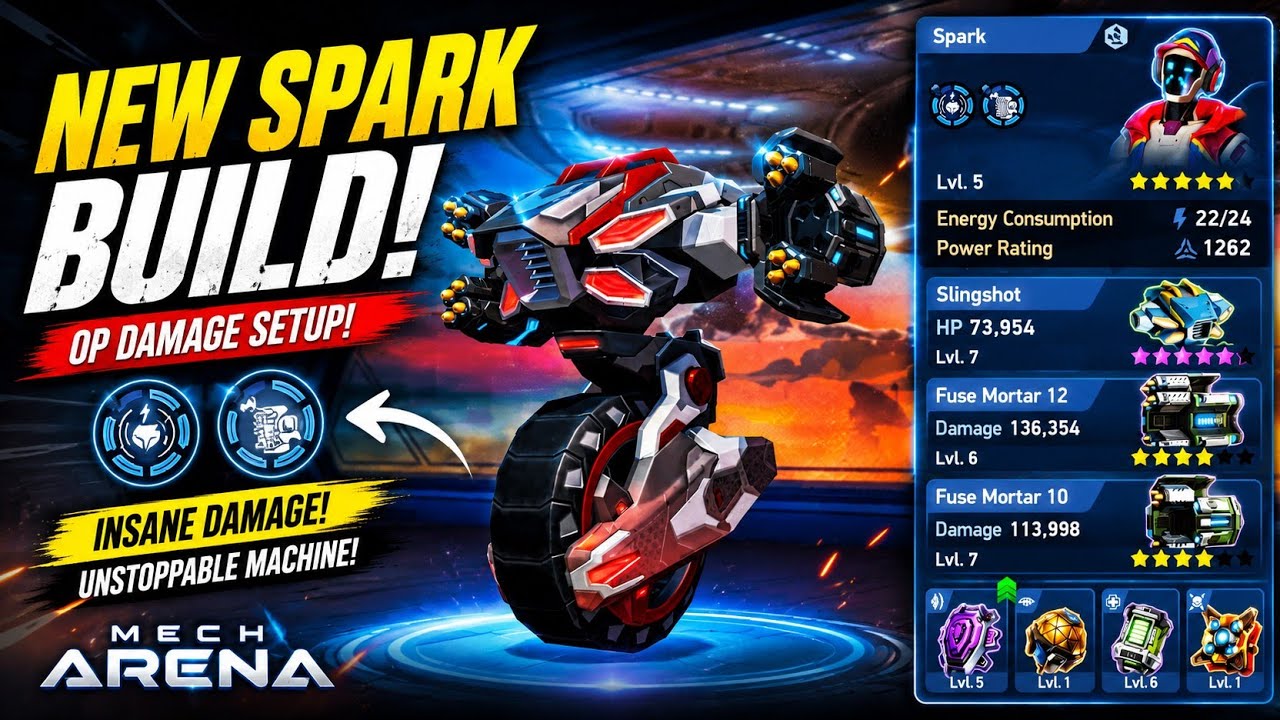 NEW SPARK BUILD is INSANE! 🔥 Best Fuse Mortar Setup in Mech Arena | Huge Damage Guide #dsnmag