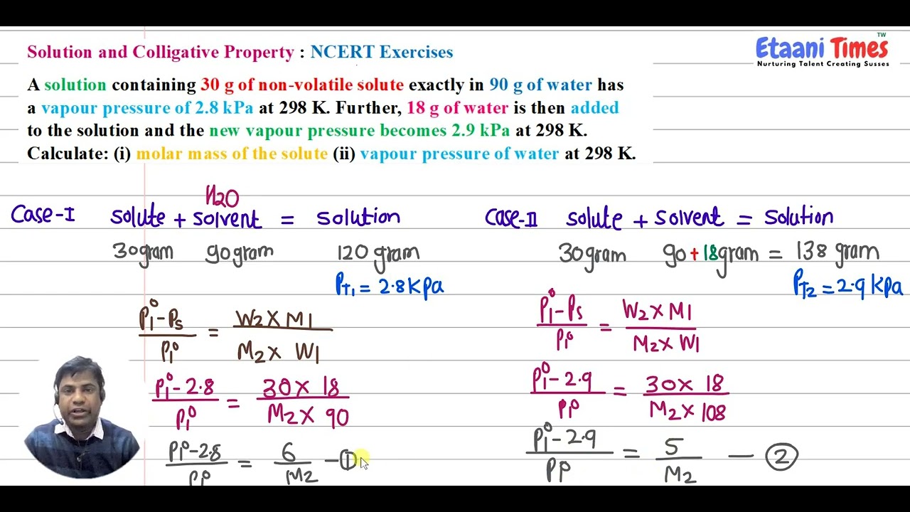 A solution containing 30 g of non-volatile solute exactly in 90 g of water has avapour pressure of
