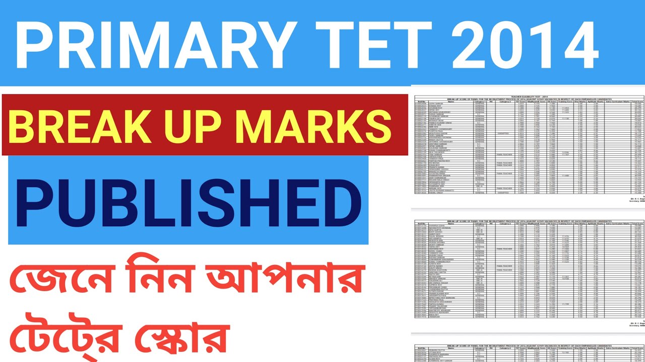 Primary TET 2014 break up marks list published | Check your Tet score 2014 |