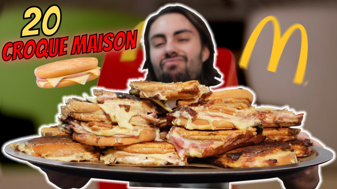 JE MANGE 20 CROQUE MCDO MAISON ULTRA CHEESY 😋(Mcdonald's Food Challenge)