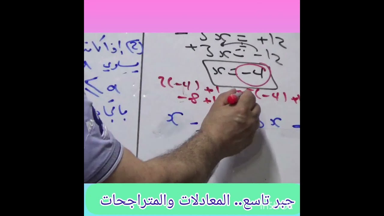 الصف التاسع..جبر..المعادلات والمتراجحات