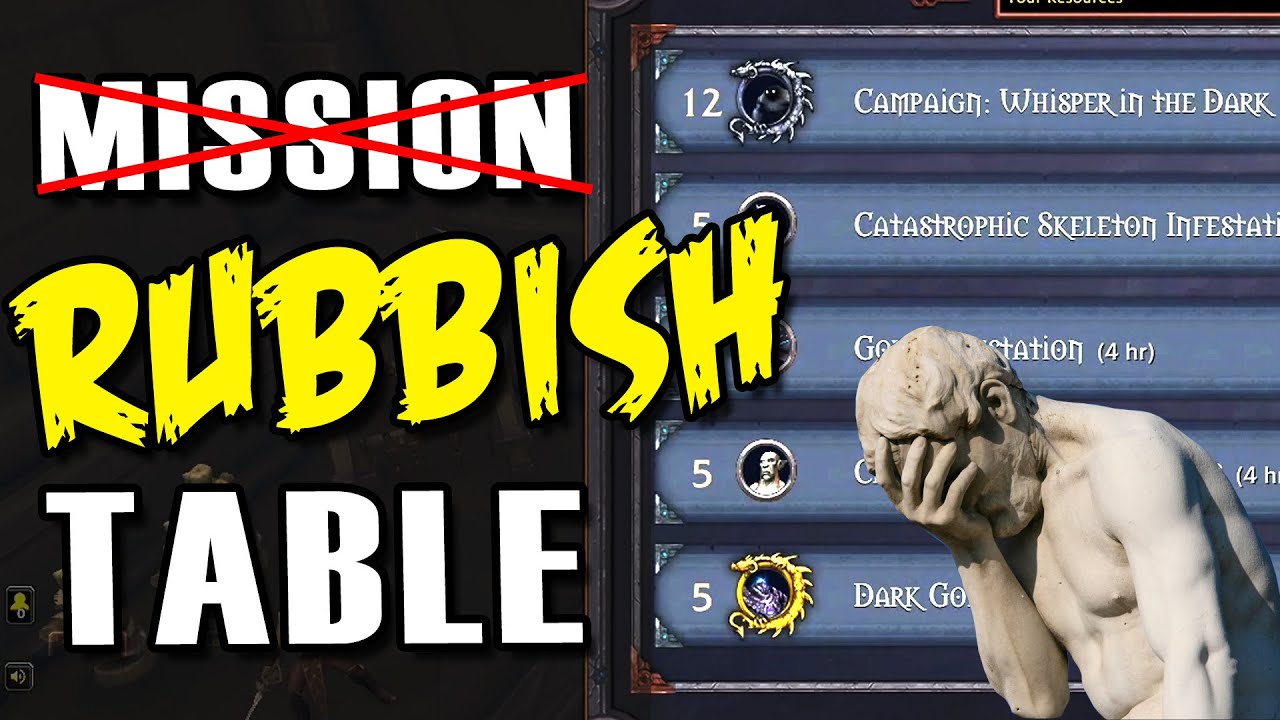 Shadowlands Mission Table is disappointing...