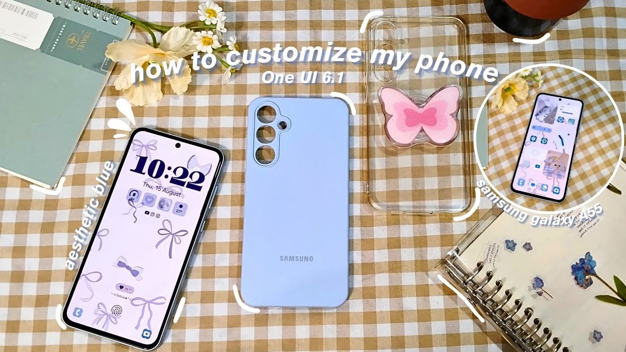 how to customize my phone (Samsung)🌻| customizing step by step, aesthetic One UI 6.1, blue theme💦✨️