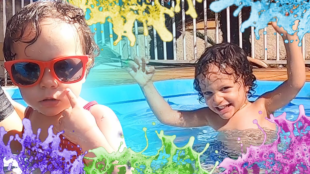 GUERRA DE ESPUMA COLORIDA NA PISCINA! UM DIA DIVERTIDO