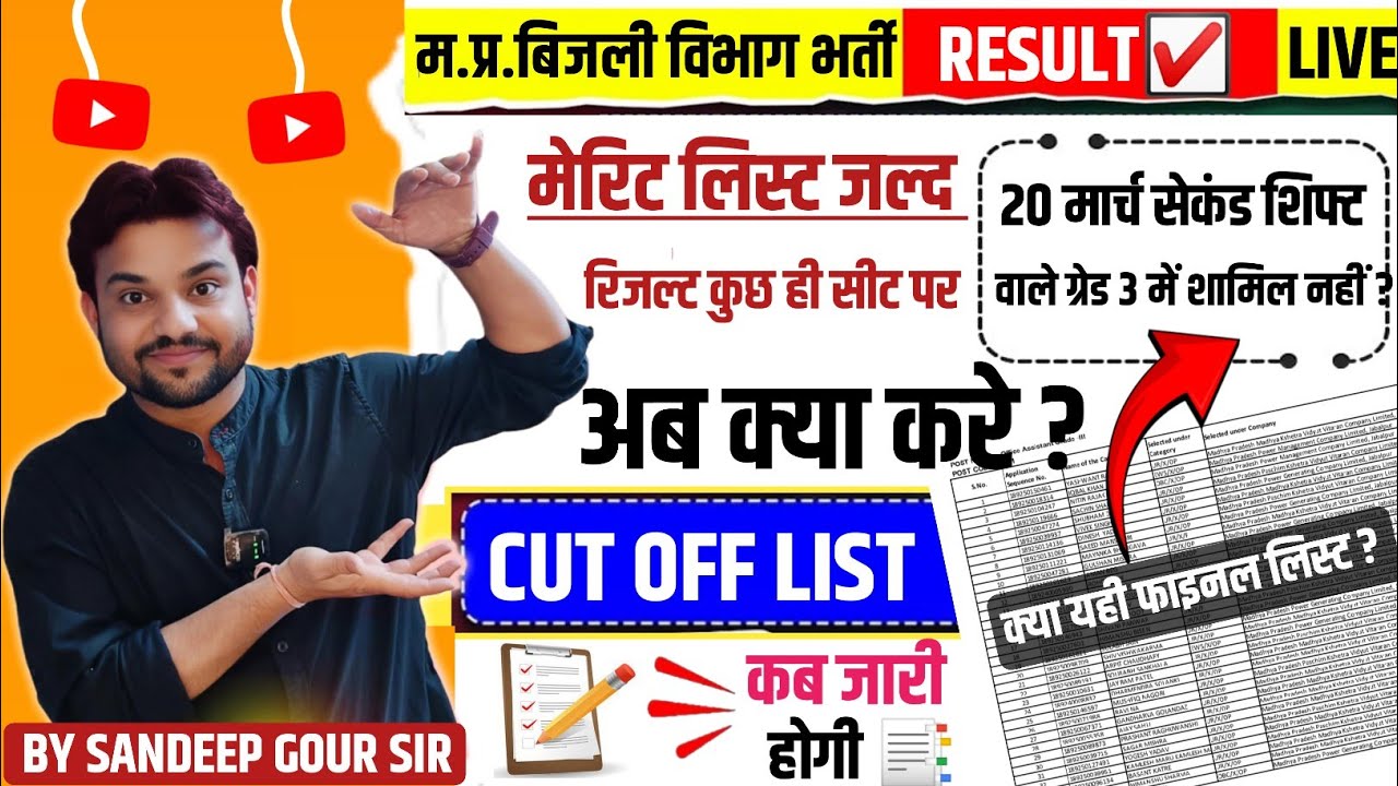 MP BIJLI VIBHAG MERIT LIST 2025 | MP BIJLI VIBHAG RESULT & CUT OFF 2024 | BIJLI VIBHAG RESULT 2025