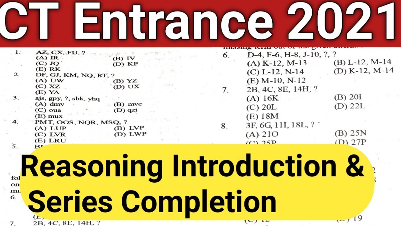 CT Entrance 2021 | Reasoning Introduction Class & Series Completion |SCERT Odisha |