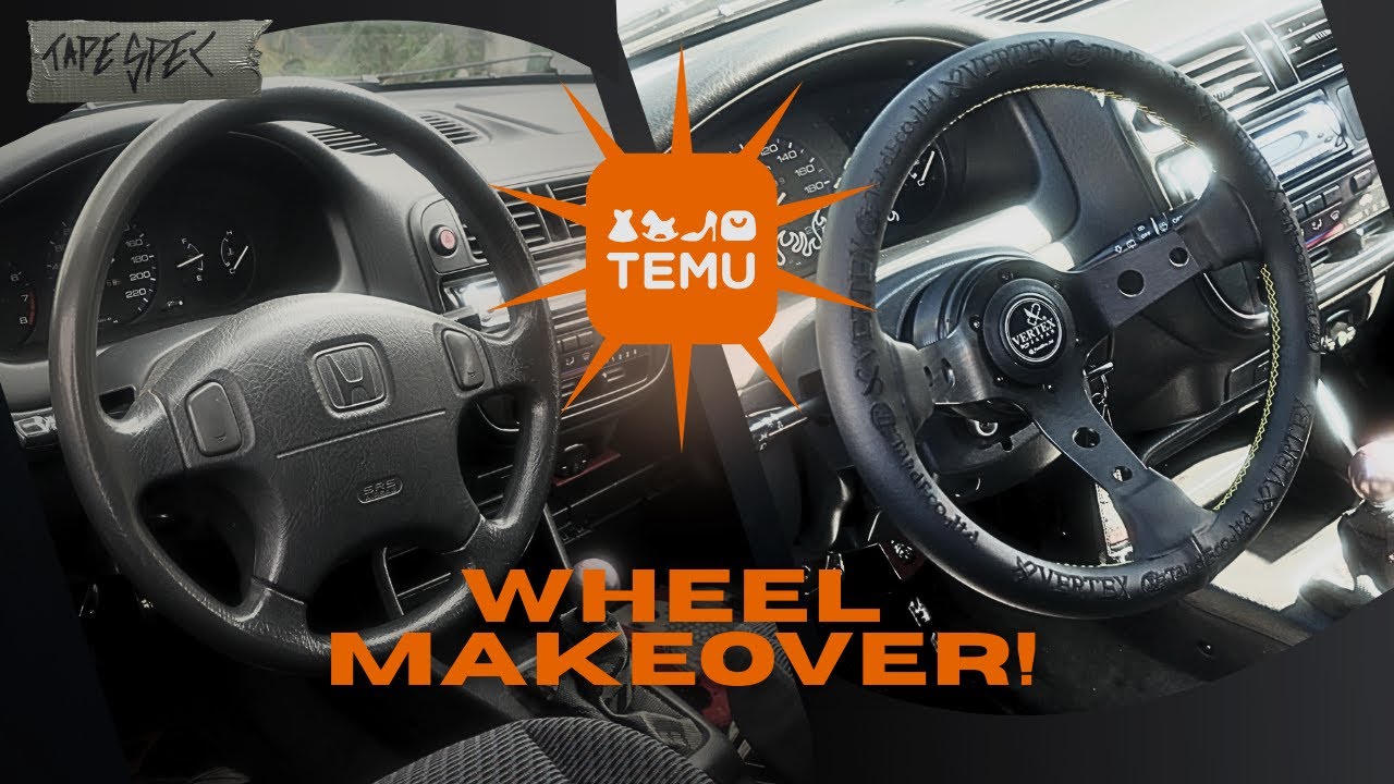 UPGRADING my car with TEMU - Racing steering wheel install | TAPE_SPEC