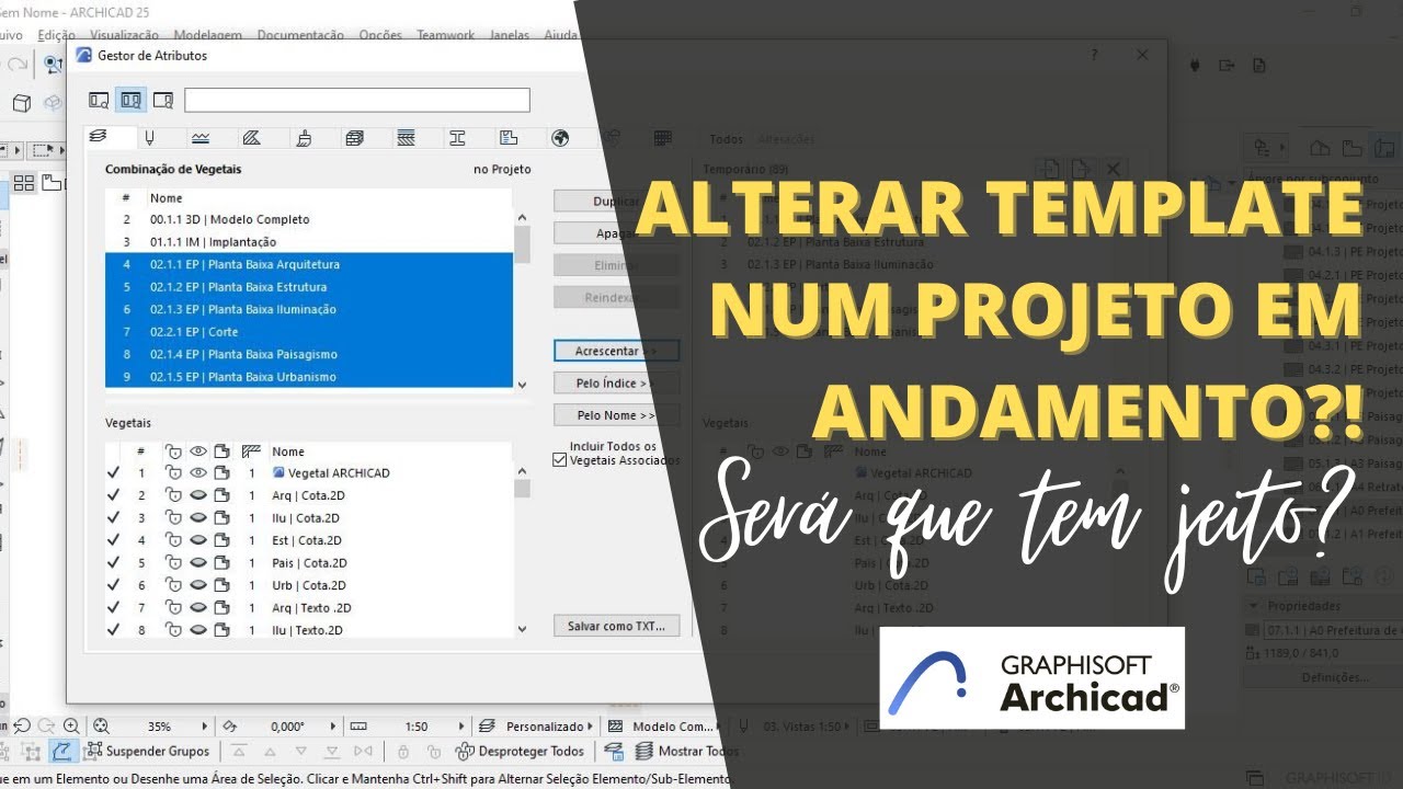 Como mudar template de projeto em andamento no Archicad
