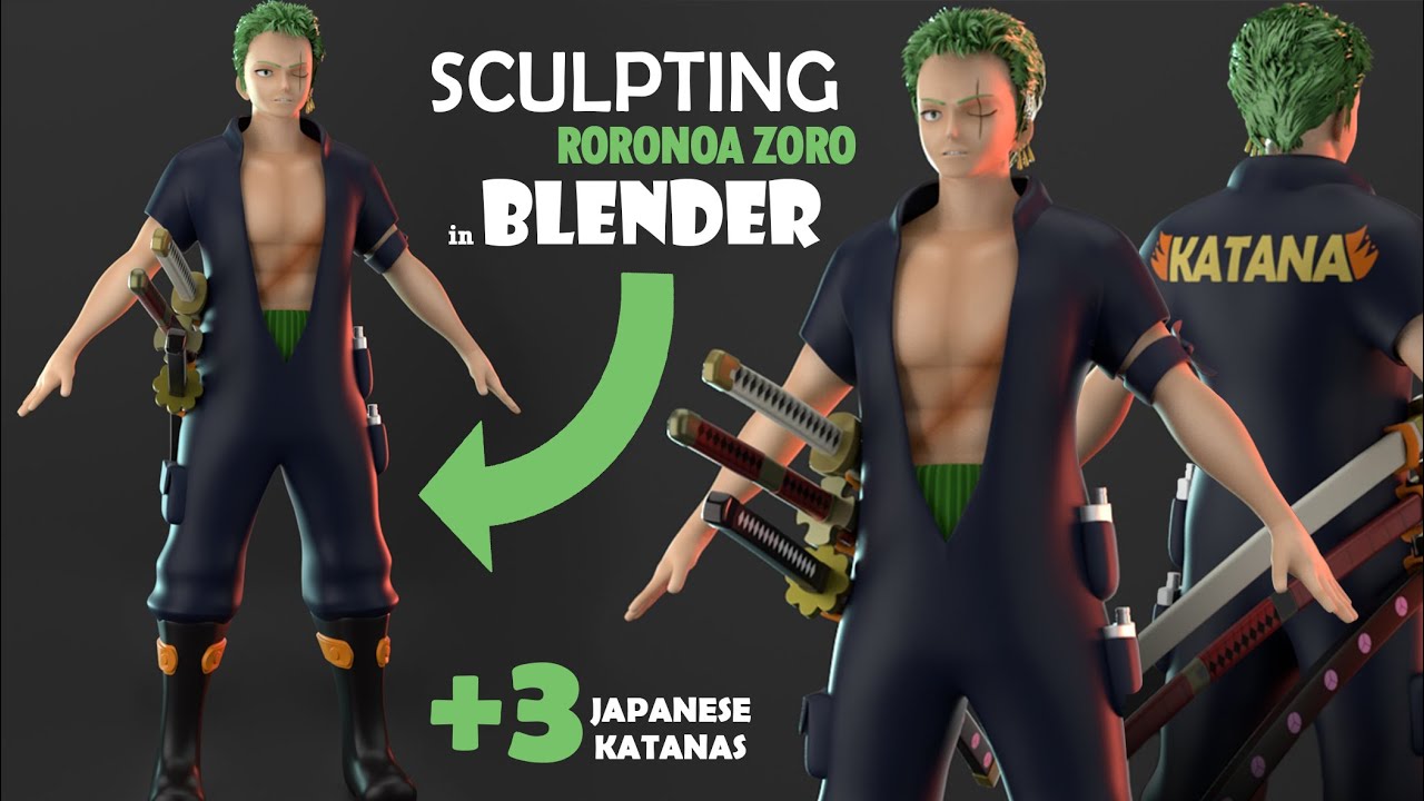 Learning Blender | 2d to 3d Blender | PROJECT-4 | Sculpting Roronoa Zoro in Blender