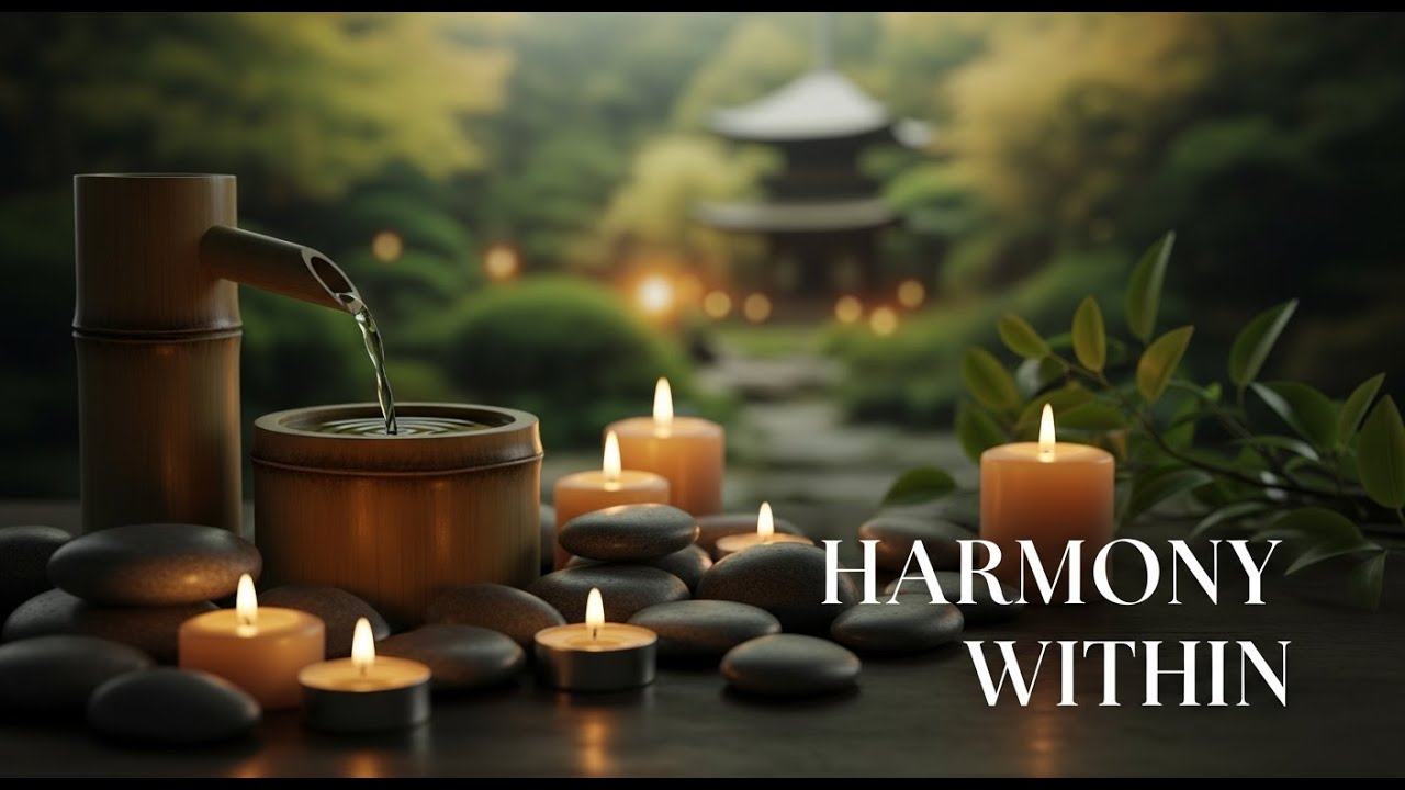 Relaxing Zen Peace Ambience Bamboo Fountain and Candle Glow for Deep Sleep Meditation and Calm
