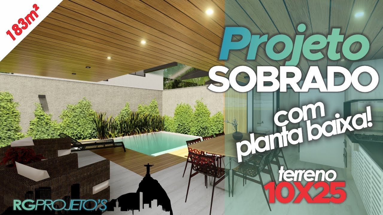 Aconchegante Projeto de Sobrado Pequeno com 3 Su&iacute;tes e &aacute;rea gourmet com churrasqueira