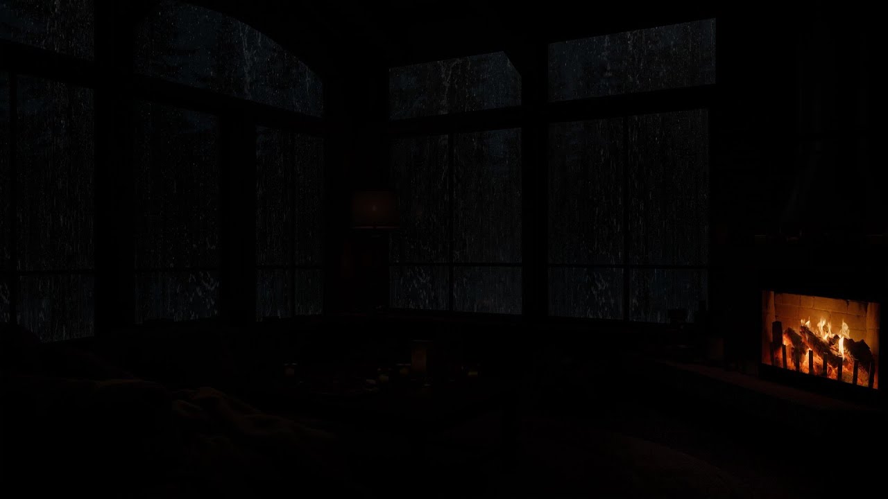 No Ads | Cozy Forest Rainy Night 🌧️ Gentle Rain & Fireplace Sounds for Deep Sleep & Focus 🔥