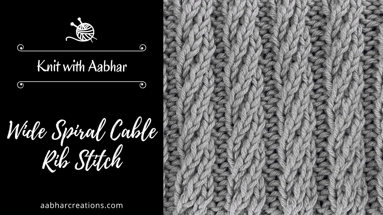 Wide Spiral Cable Rib - easy 4-row design rib knitting pattern for beginners, design for sweater