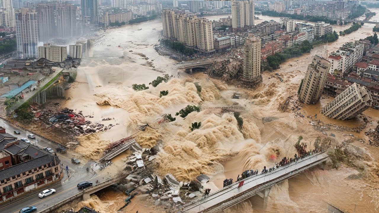 China Capital Beijing Flood Emergency: Buildings Damaged, Roads Broken, City in Ruins