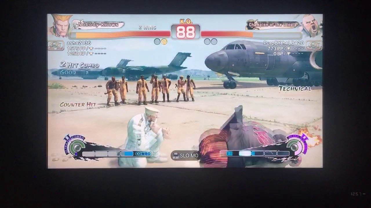 Ultra Street fighter 4 endless battle Guile (asha2136) vs Rufus (purpbylb420)