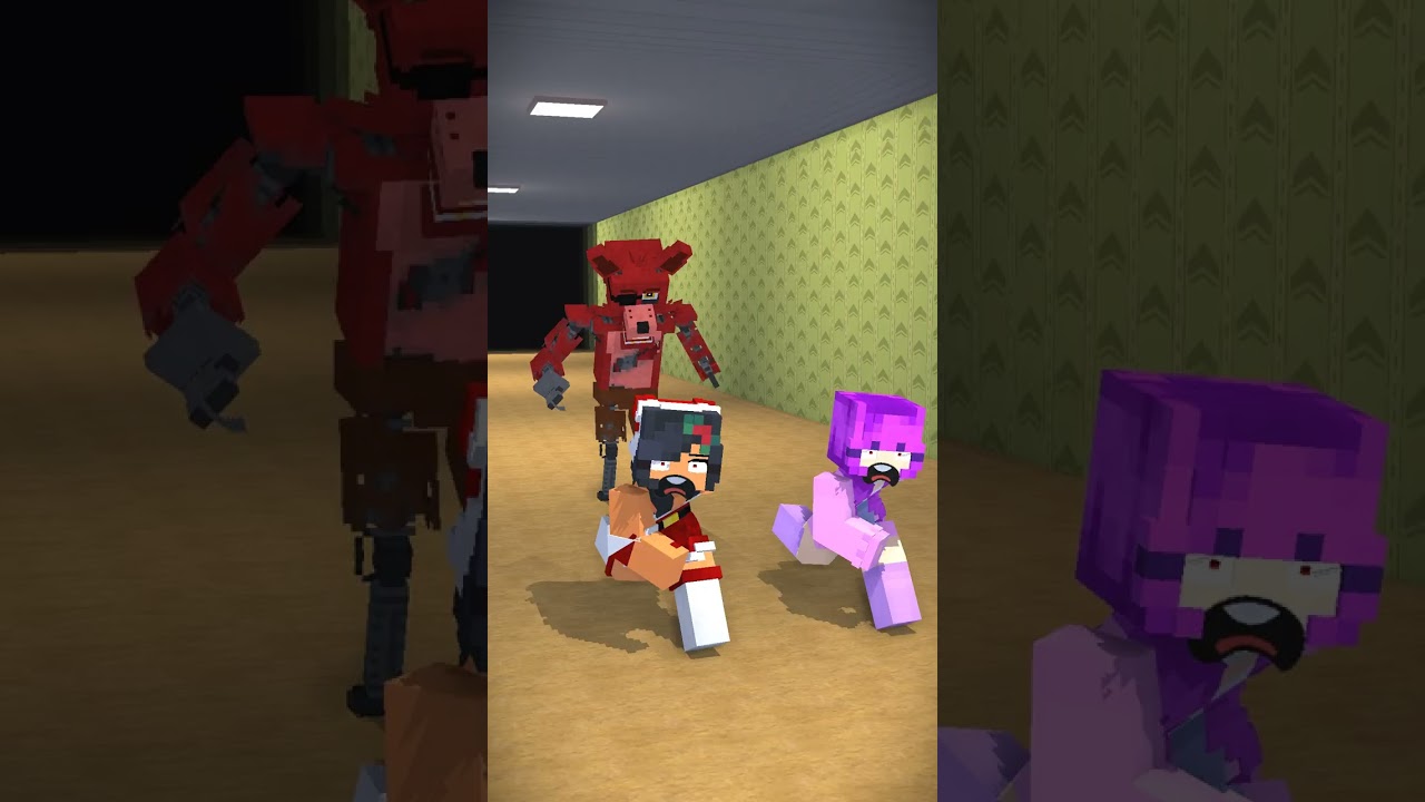FOXY CHASE SANTA GIRL APHMAU & ZOEY 😱😱😱 #minecraft #funny #shorts