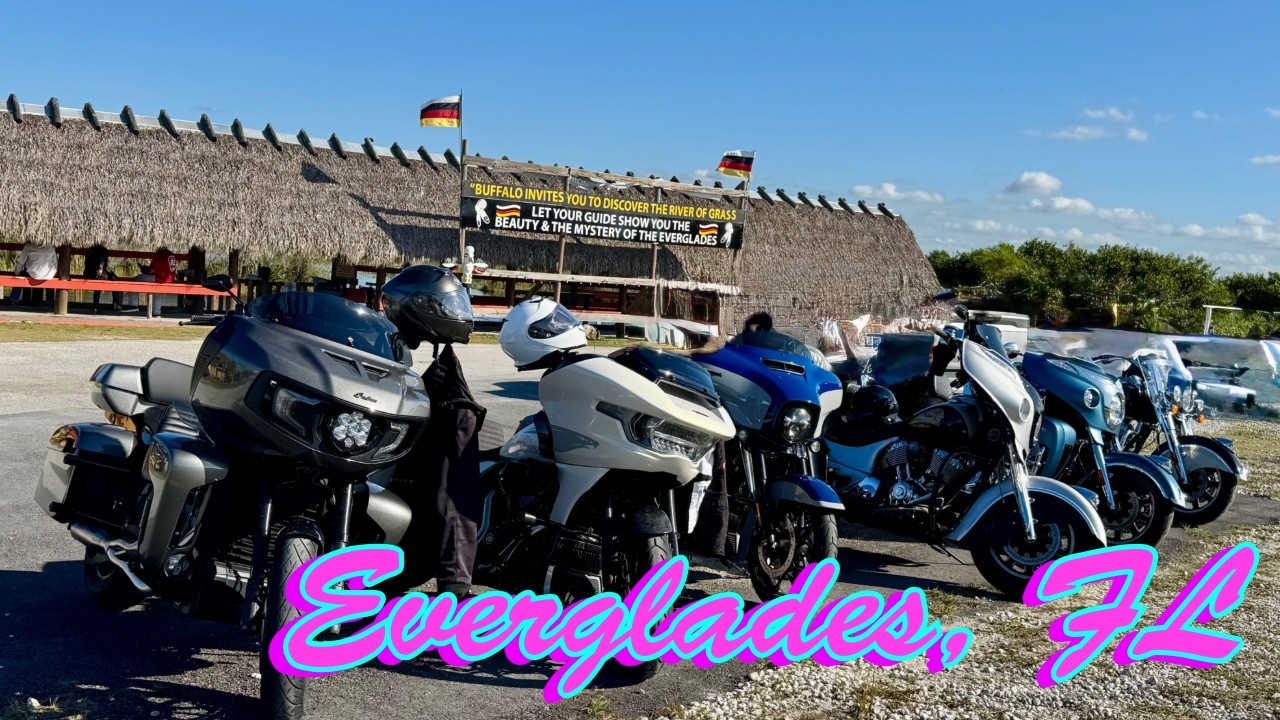 Катание на мотоциклах Harley-Davidson и Indian по болотам Эверглейдс