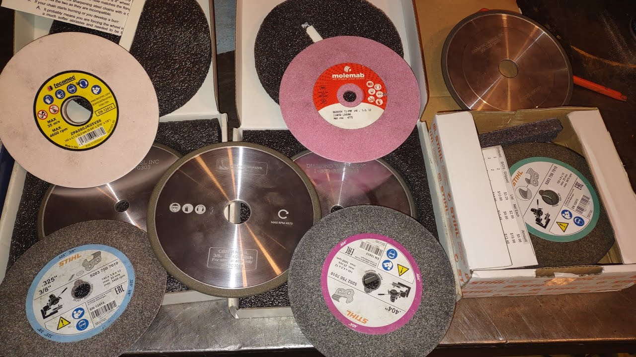 (461) why I don't like CBN chainsaw wheels. and a comparison of several grinding wheels. Stihl OEM