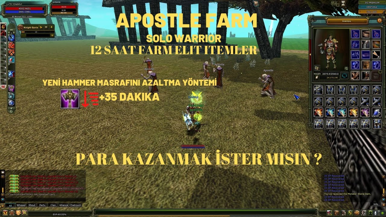 KNIGHT ONLINE | APOSTLE FARM | EFSANE DROPLAR | GENIE HAMMER AZALTMA YÖNTEMİ!!!!