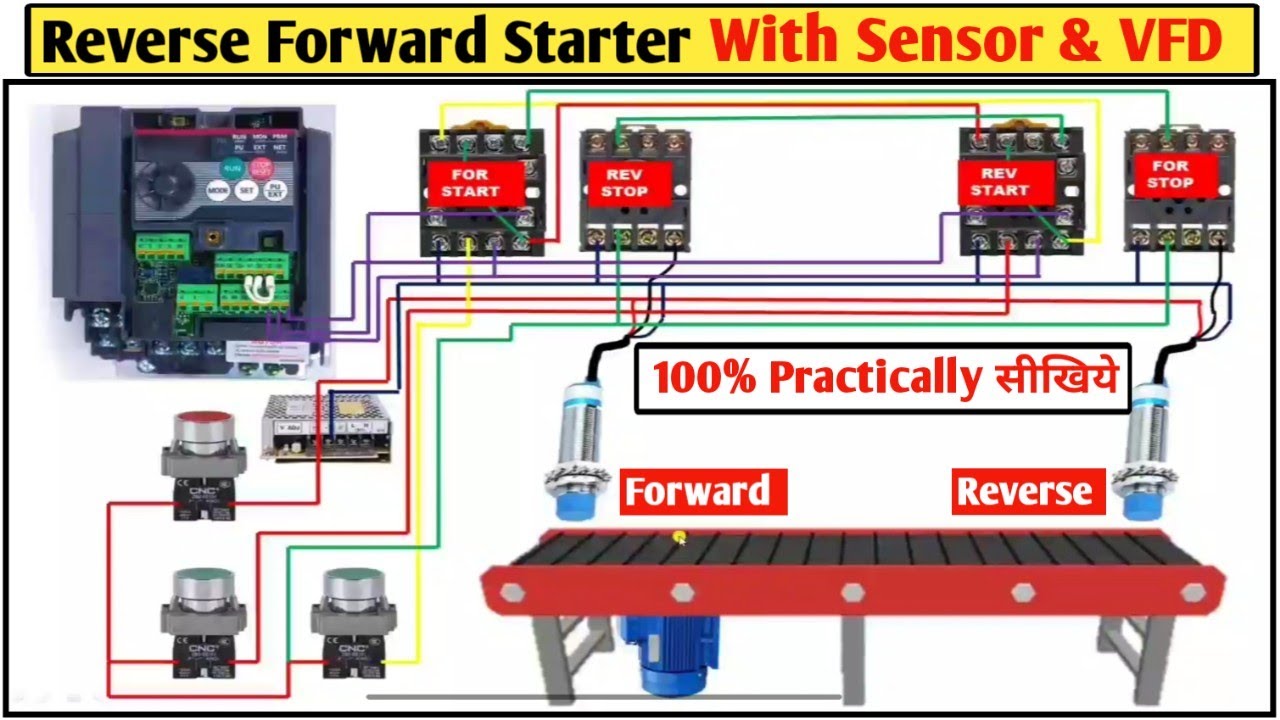 Reverse Forward Starter Control With Sensor And VFD! How to Control R/F Starter With Sensor