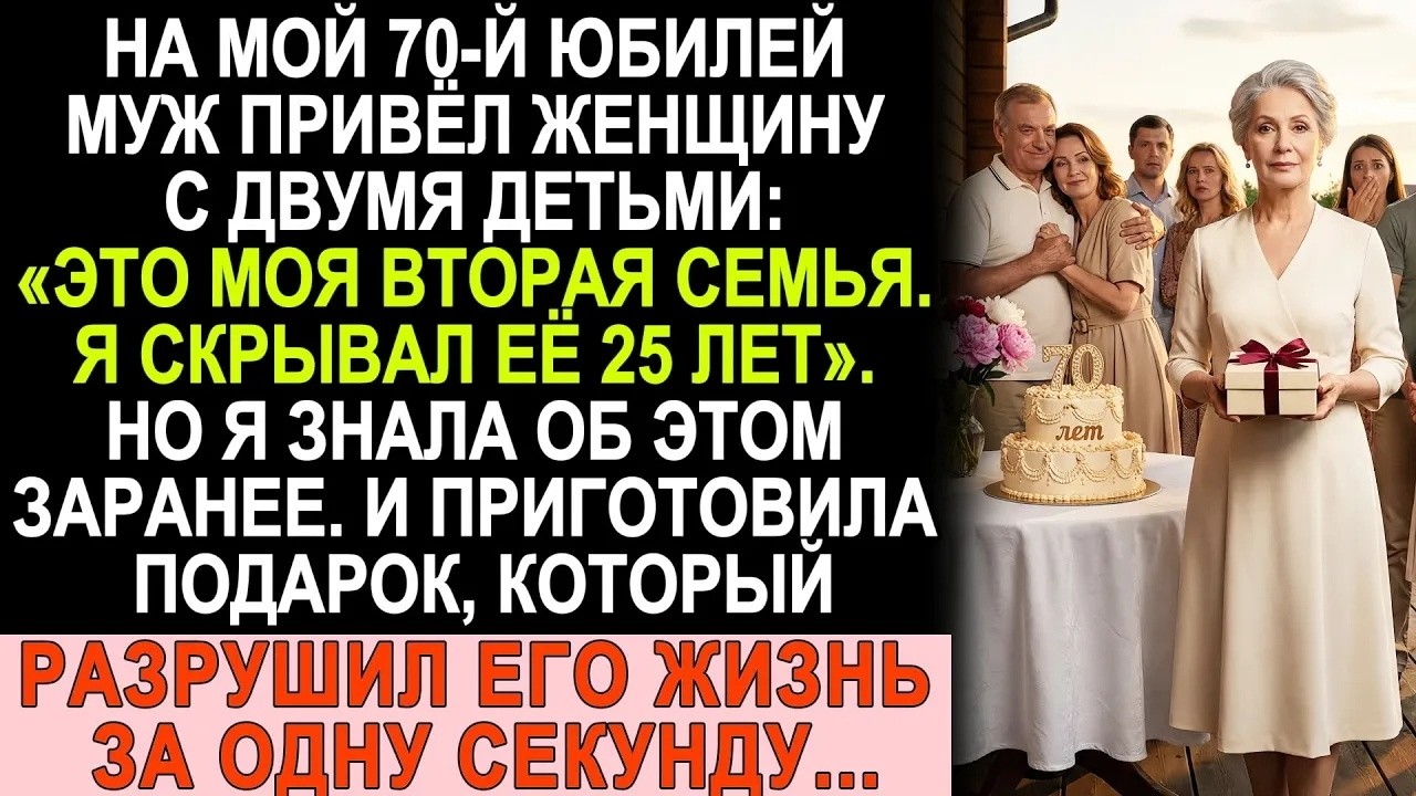 На мой 70 й юбилей муж привёл любовницу с детьми  Я вручила ему подарок, от которого его затрясл