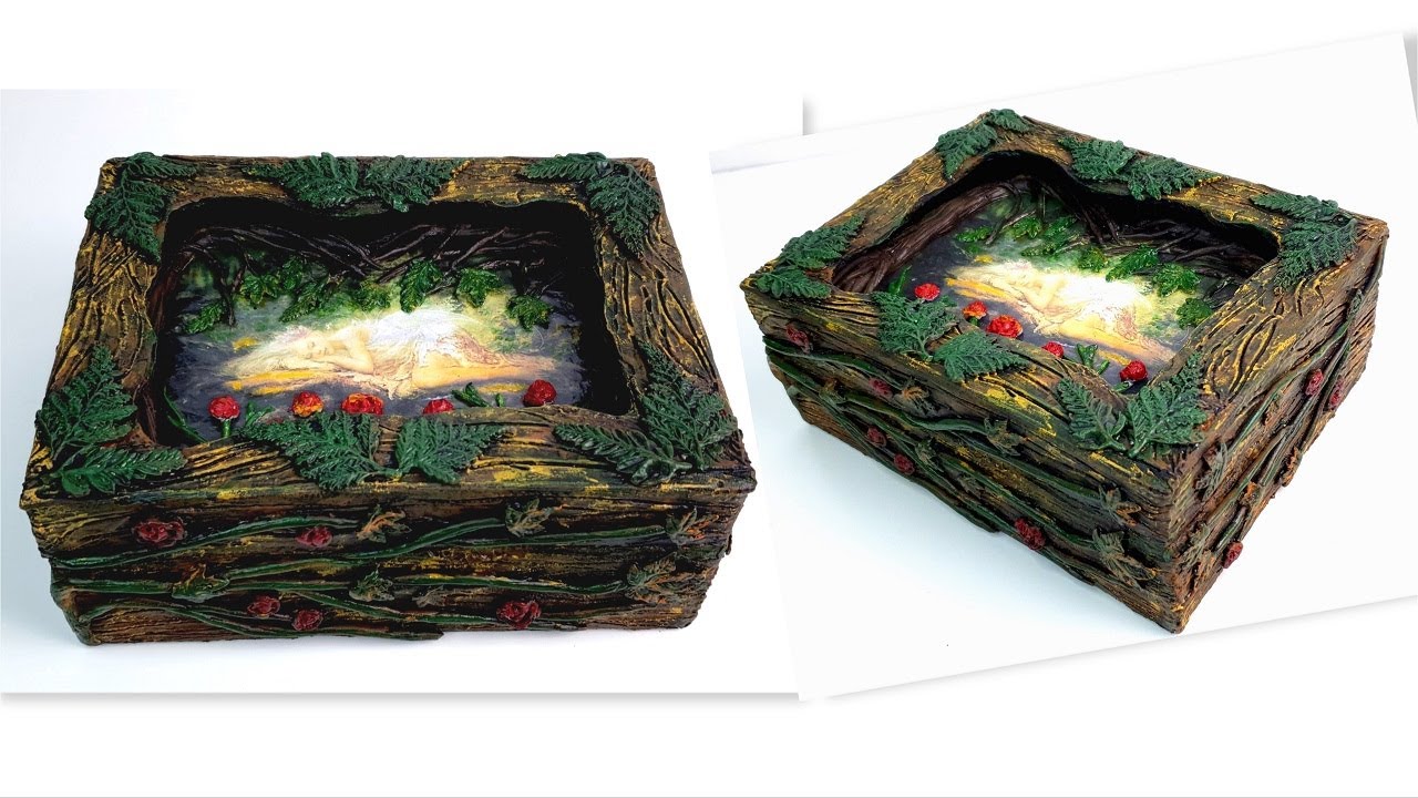 DIY/Magic Box from recycled cardboard  and Air dry clay/Paper crafts