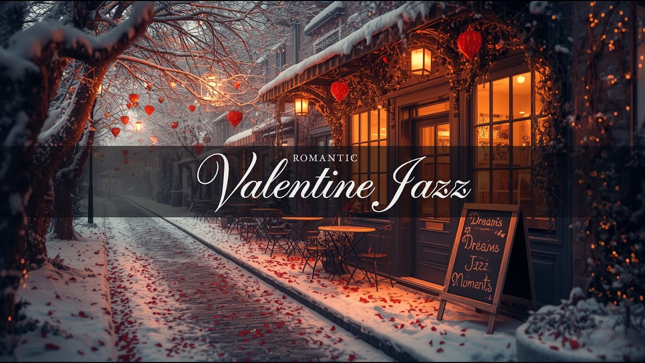 Romantic Valentine Café Retreat by a Snowy Street ❄️ Deep & Warm Winter Jazz for Calm & Relaxation ☕