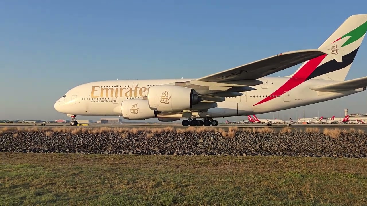 Emirates A380 A6-EOD taxing Brisbane Airport