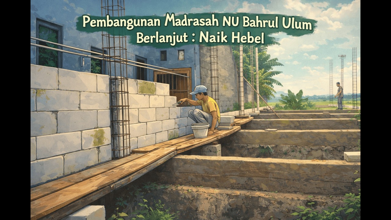 Pembangunan Madrasah NU Bahrul Ulum Berlanjut: Naik Hebel