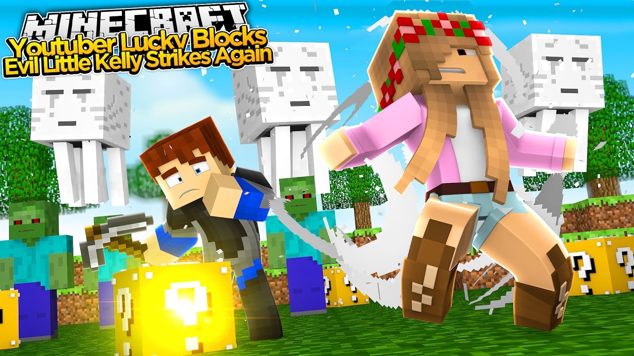 Minecraft YOUTUBER LUCKY BLOCK - SHARKY TURNS INTO LITTLE KELLY