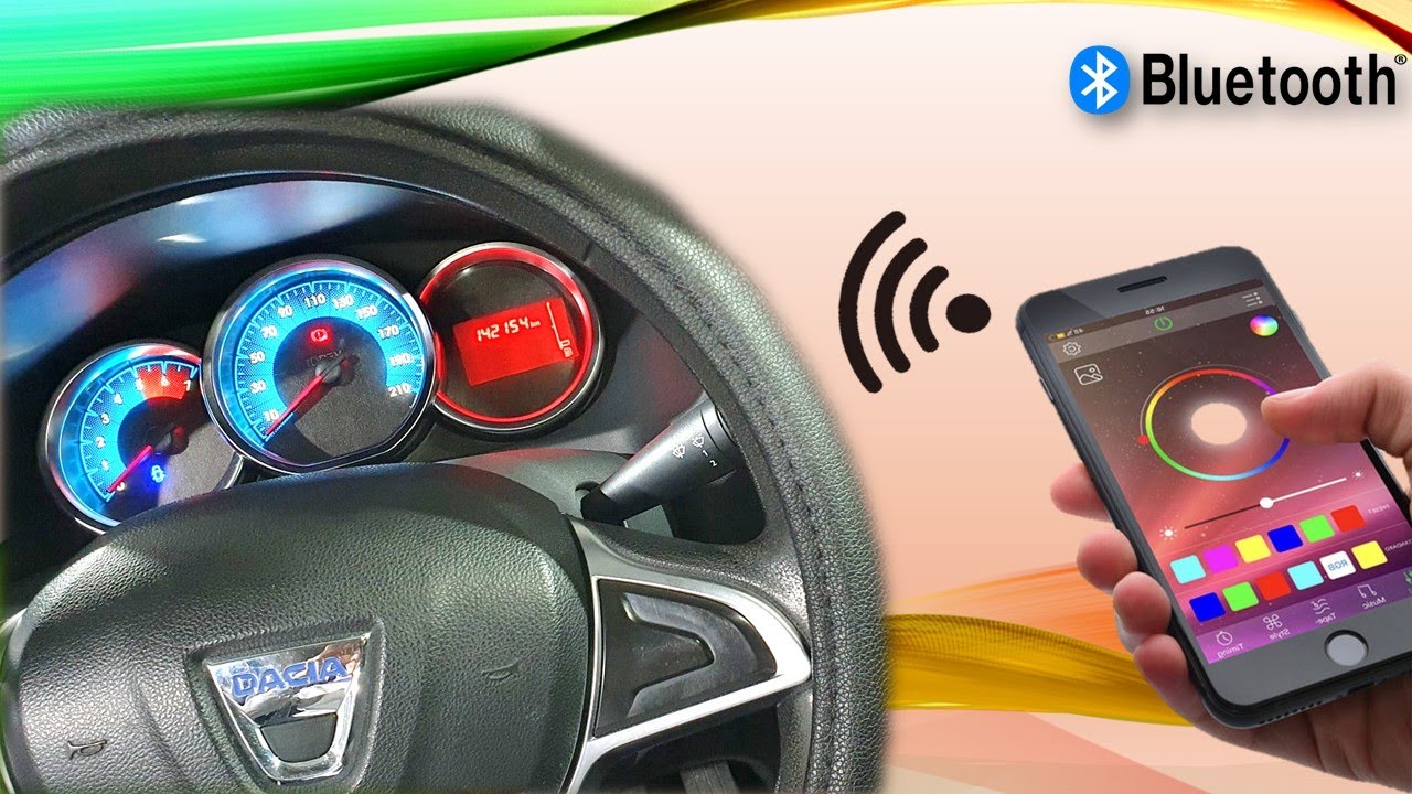 Iluminat ceasuri bord RGB cu control Bluetooth pentru Logan II / Sandero II