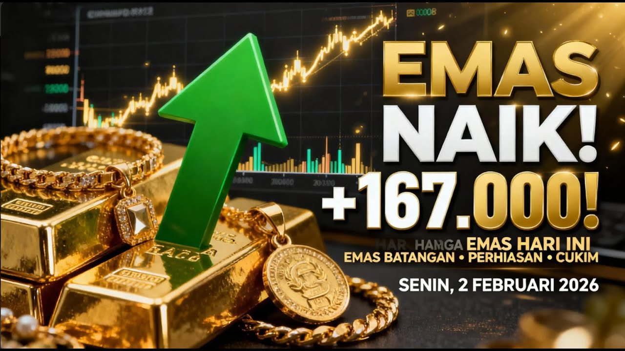 BREAKING! Harga Emas Hari Ini Senin 2 Februari 2026 TURUN TAJAM &mdash; Antam, UBS, Perhiasan Semua Karat
