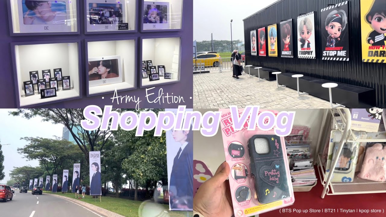 Shopping Vlog Jakarta Army Edition 💜 : BTS pop up store BSD, BT21, palette kpop, beli Army Bomb!