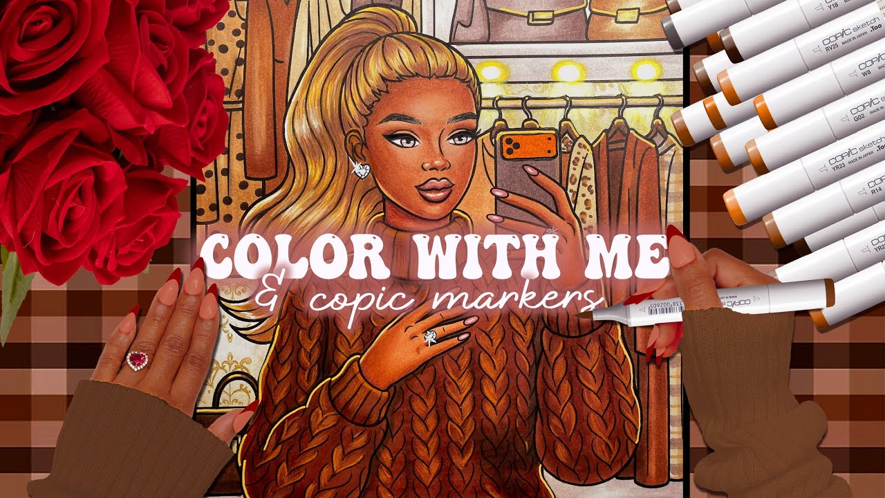 🎨Расслабьтесь и раскрасьте вместе 🤎 | Уютный гламурный гардероб | Маркеры COPIC SKETCH | ASMR и р...
