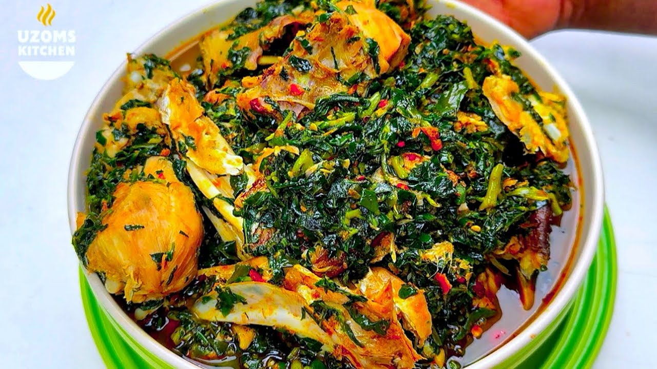 MOUTH WATERING NIGERIAN VEGETABLE / EDIKAIKONG SOUP WITH CHICKEN