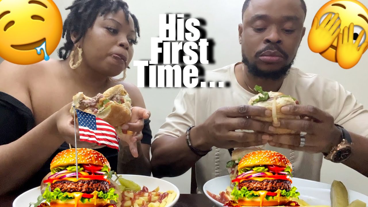 HUBBY TRIES AND AMERICAN CHEESE BURGER FOR THE FIRST TIME!!! THE FIBERESIMA'S