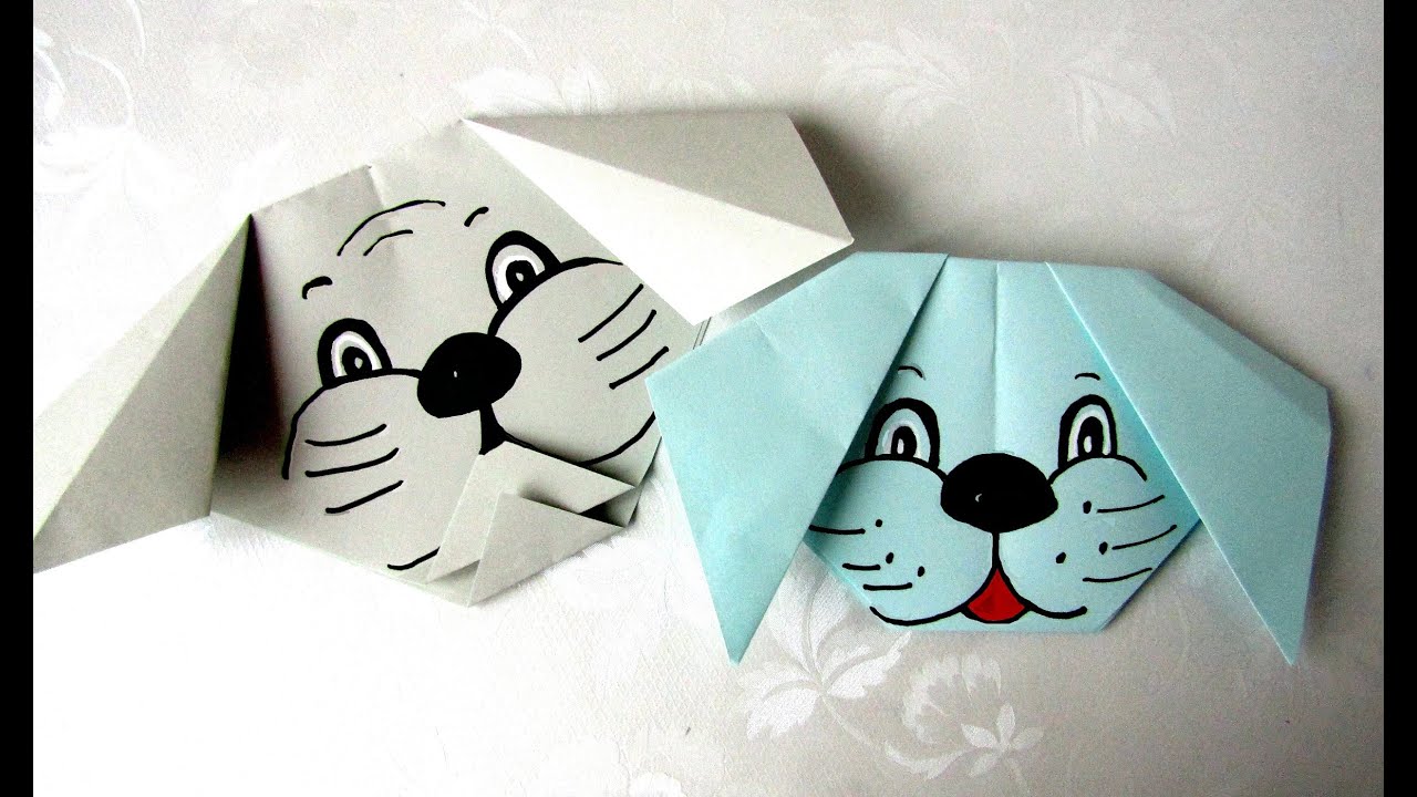 Cățeluși din hârtie. Origami simplu de făcut.