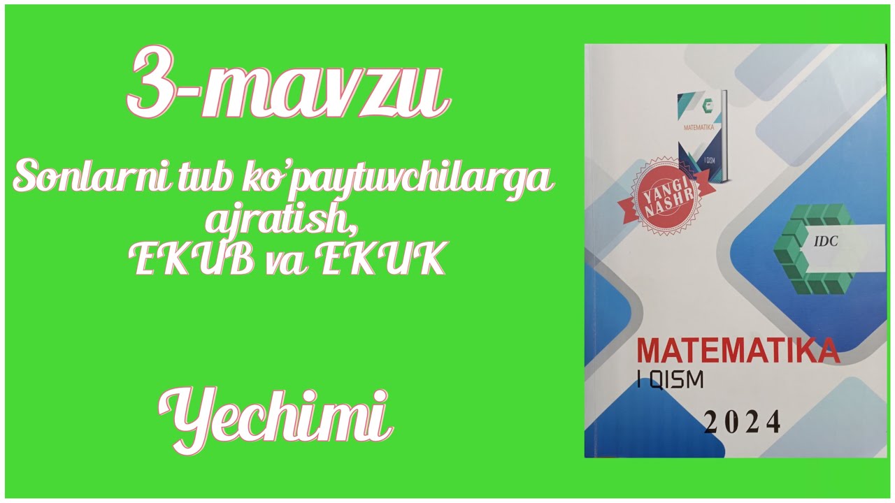IDC 1-qism. 3-mavzu. 59-100 misollar YECHIMI