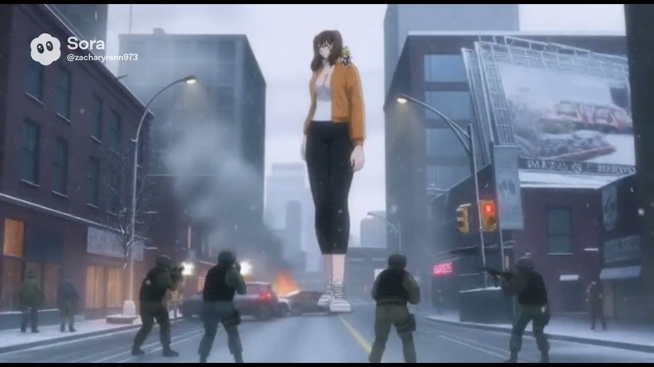 Giantess mom eat people and keep her son safe