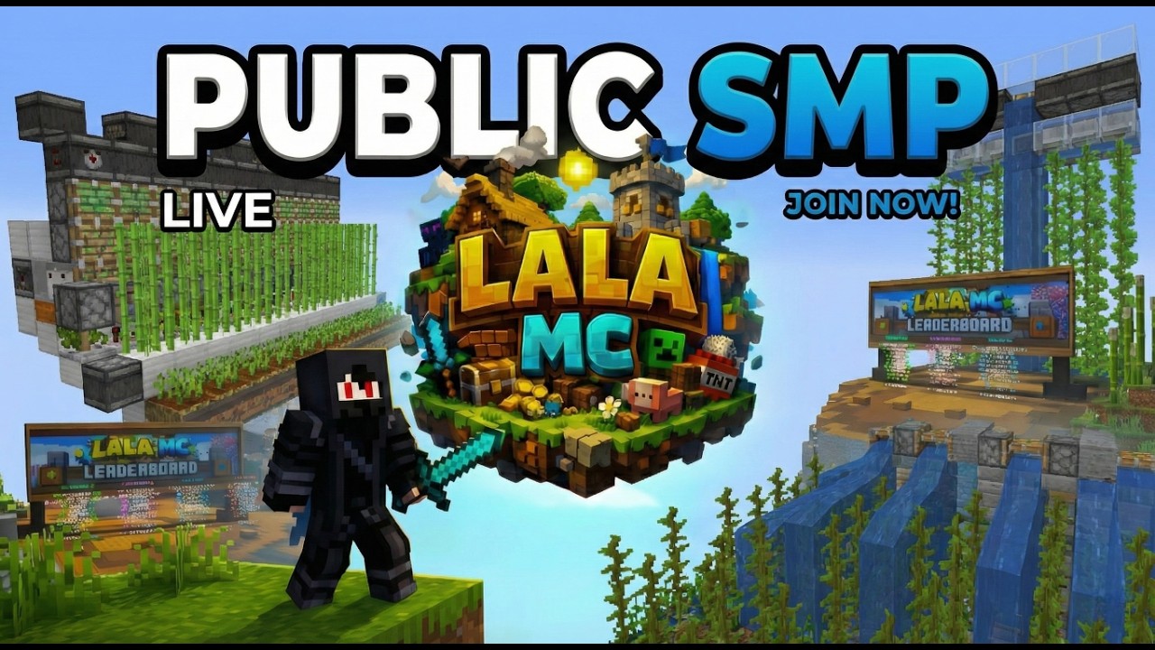 🔴 LALA MC LIVE Join Now Challange Starts on New Public Minecraft SMP #minecraftserver #live #rexlala