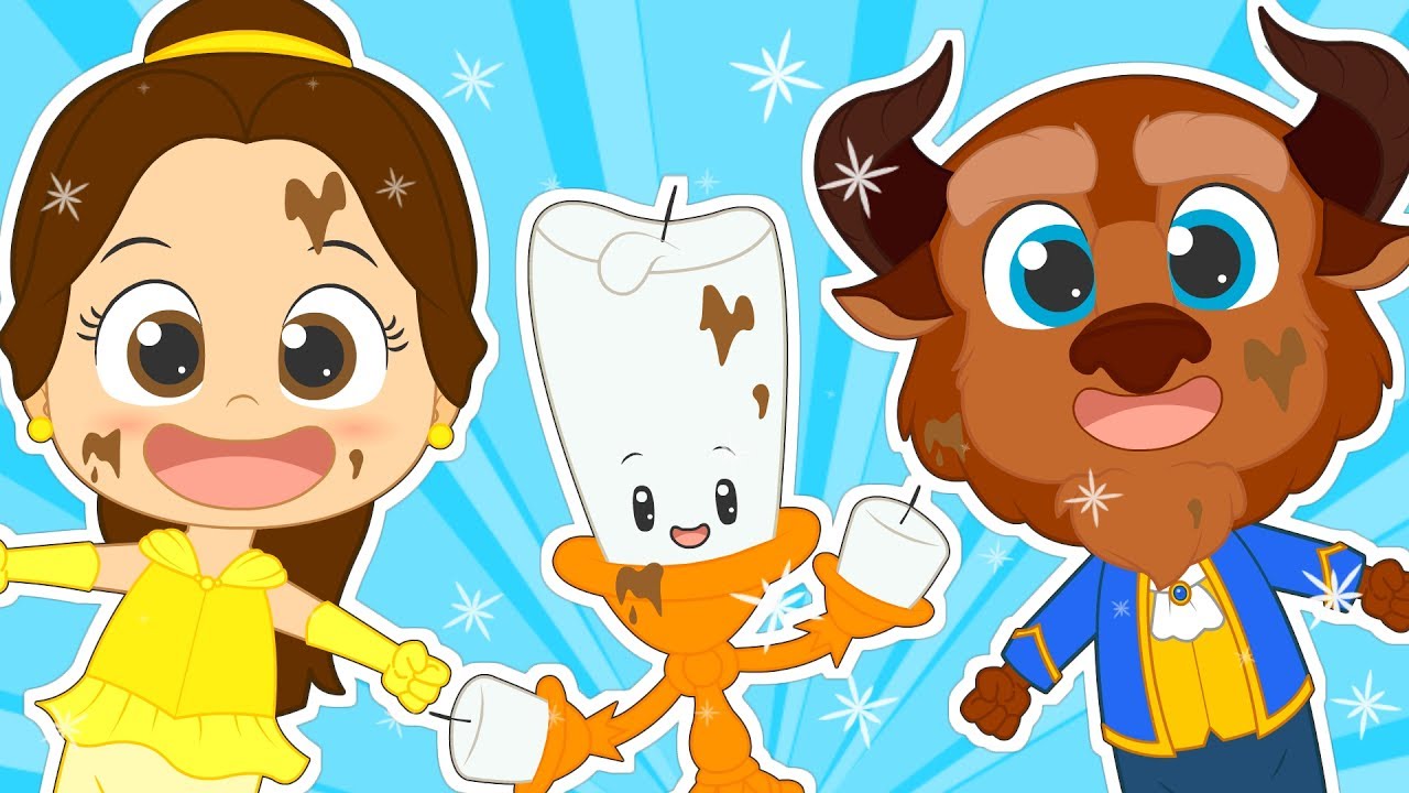 FIVE LITTLE BABIES | with THE BEAUTY AND THE BEAST | Nursery Rhymes for Toddlers