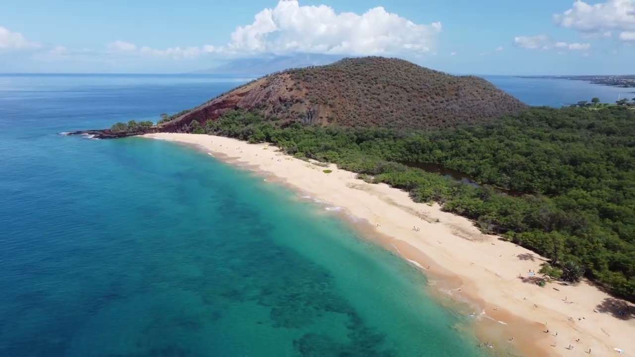 Drone Flight Over Big Beach (Makena Beach), Maui