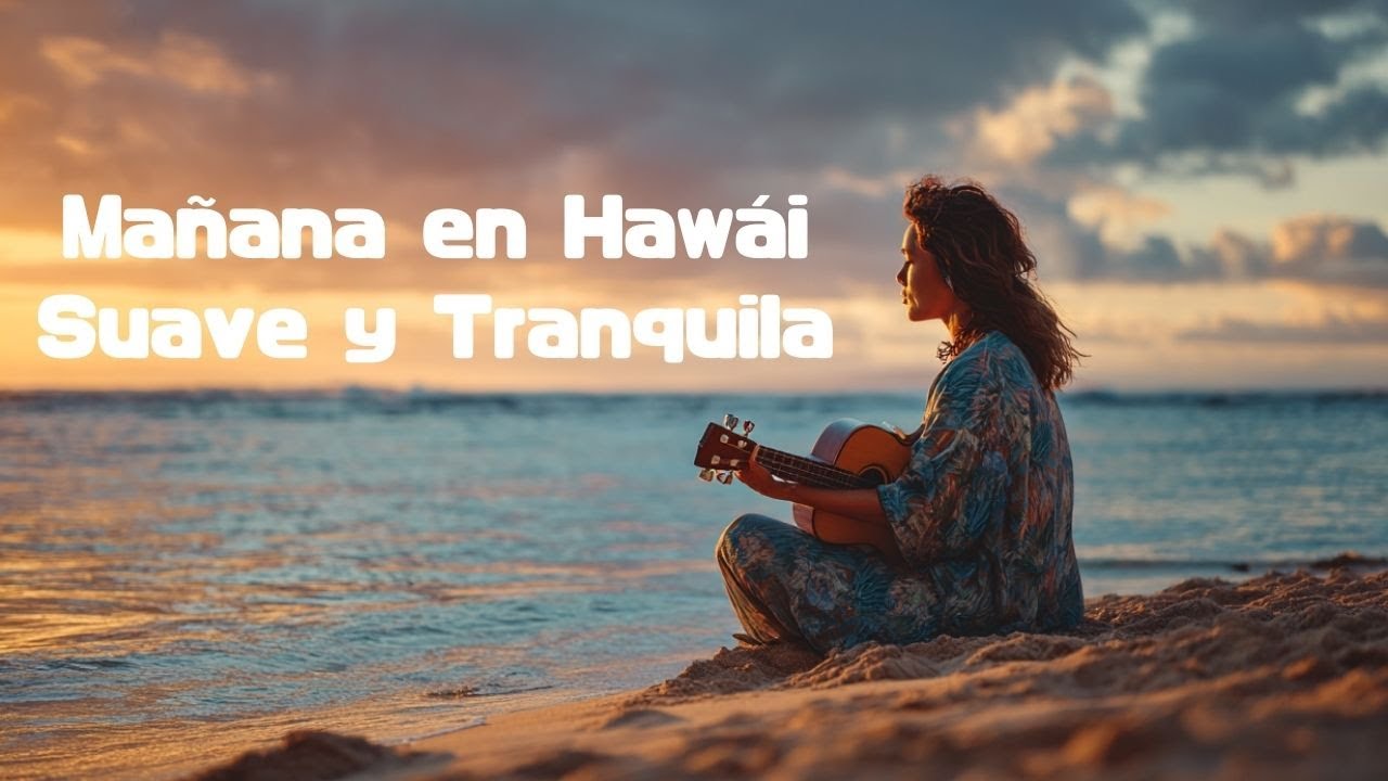 3 Ora Música de fondo | Océano Tranquilo al Amanecer en Hawái | Playa Matutina y Guitarra Slack Key