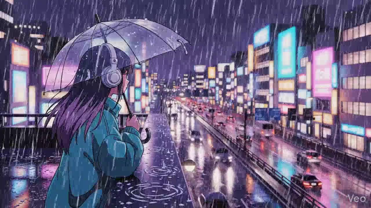 Night Rain Ambience 🌧️ Japanese Neon City Lofi